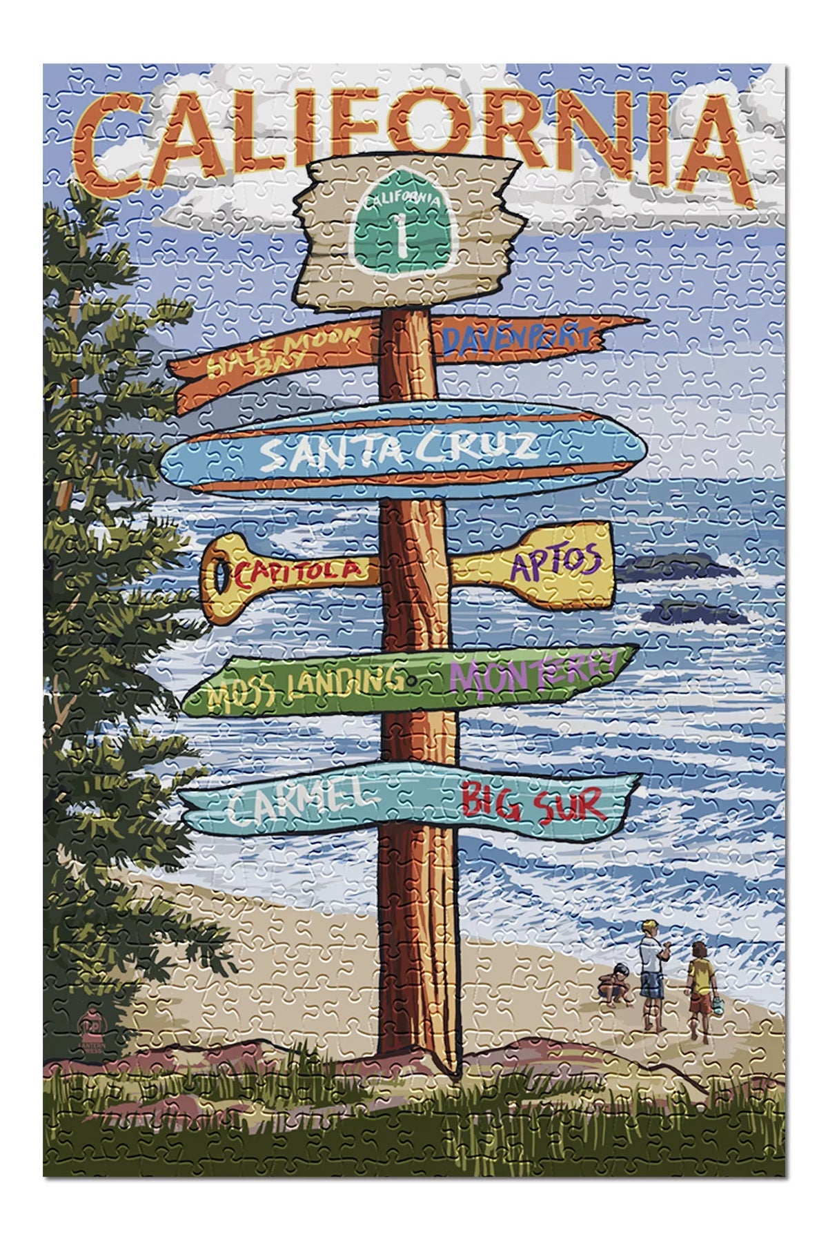Family, in California, for inches, Piece 500 Premium (19x27 Puzzle Santa Sign and Destinations Adults USA) Made Jigsaw Cruz,