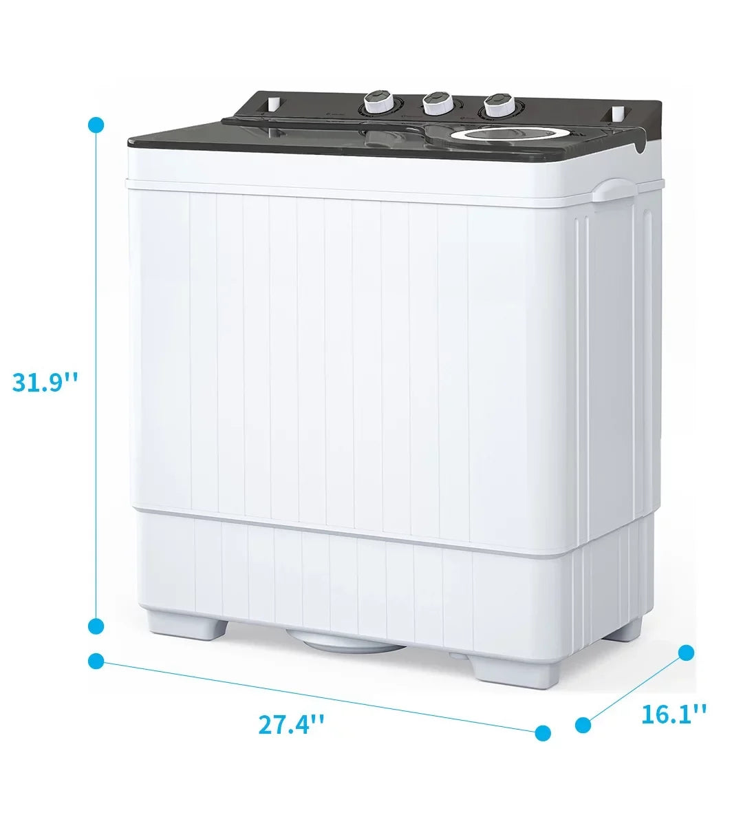 & Grey Twin and Apartment, Twin Built-in Camping More, with for Dorms, Washing Drain Semi-automatic BMTBUY Tube Pump White RVs, Tub 26Lbs Machine XPB65-2288S