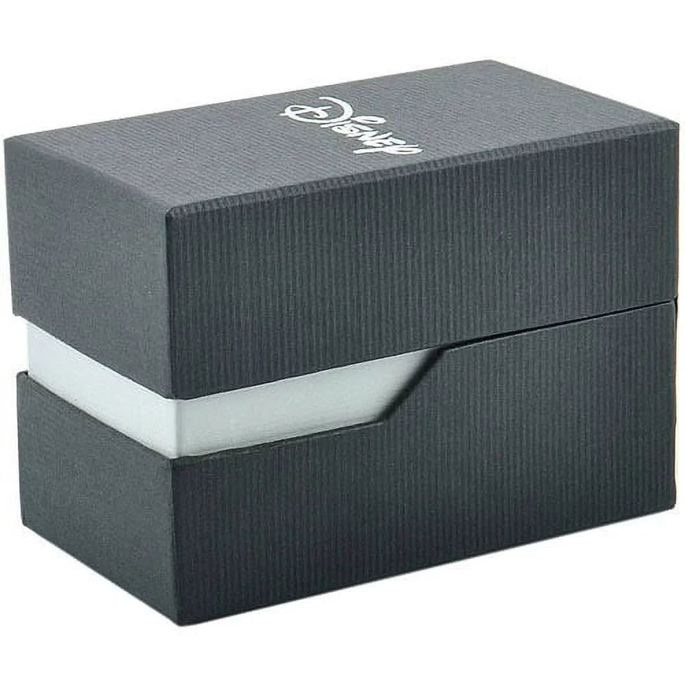 Leather Case Vintage Black Shinny Silver Mouse Articulating Alloy Strap Watch, Minnie Women's