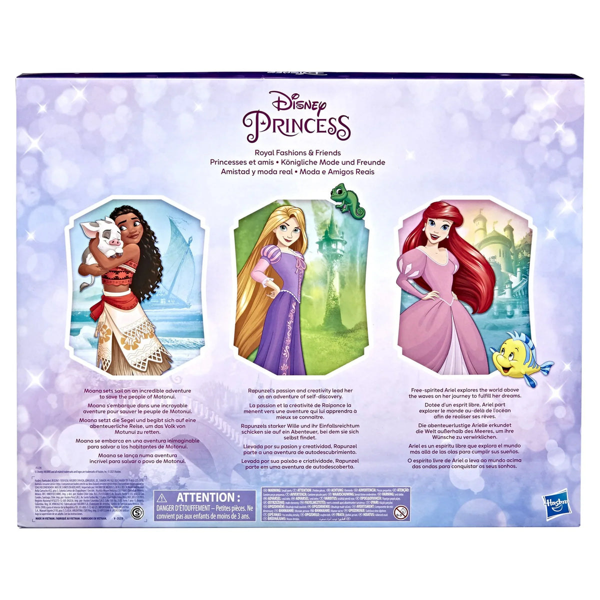 Doll, Friends Disney Fashion Royal Ariel, and and 12 Fashions Rapunzel, inch 4+ Moana, Ages Princess