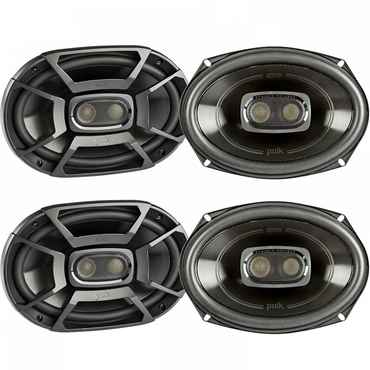 (QTY Stereo Boat Audio 450W Marine 6x9" Speakers Coaxial 3-Way Pairs 2 Car 4) Polk of DB692