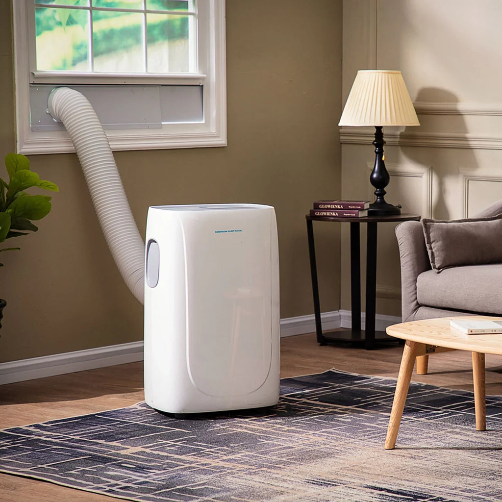 Emerson and Portable Ft. Remote, Kool for Control up Rooms Quiet Air 300-Sq. Voice SMART with Wi-Fi, to Conditioner