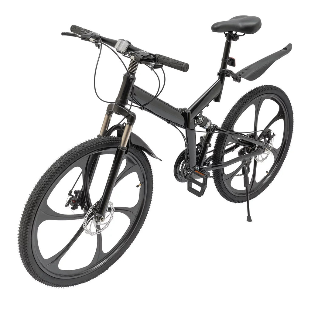 Carbon City 21-Speed Folding Bike Light 150kg/330lbs Shifter Miumaeov Bicycle Adult Steel Folding 26" Weight Camping Bike Black Max Loading