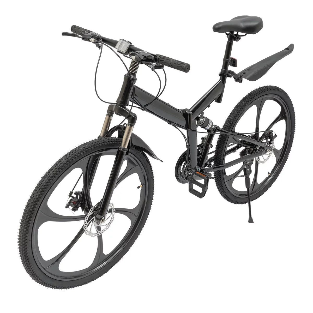 Carbon City 21-Speed Folding Bike Light 150kg/330lbs Shifter Miumaeov Bicycle Adult Steel Folding 26" Weight Camping Bike Black Max Loading