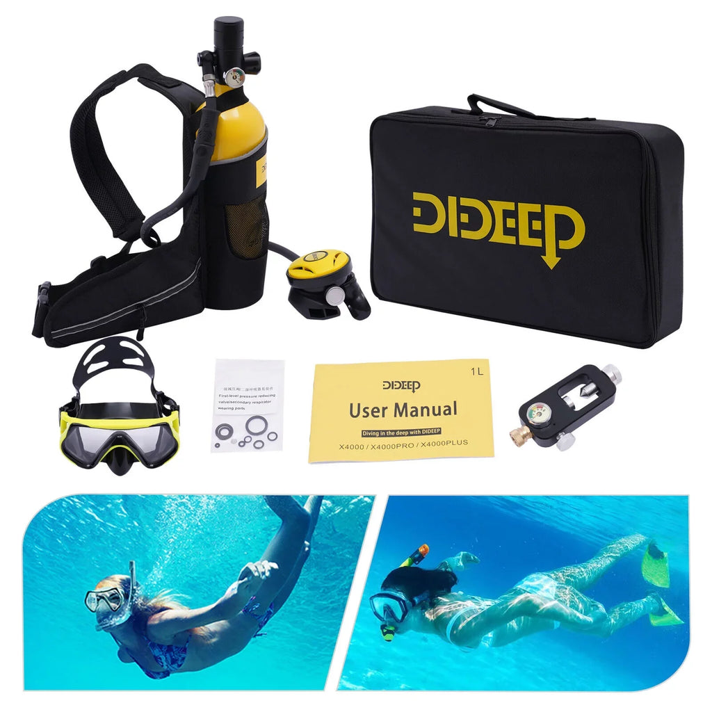 Scuba Underwater Scuba Kit Portable Tank Gear Mini 1L 32.8ft Reusable Deepest Diving