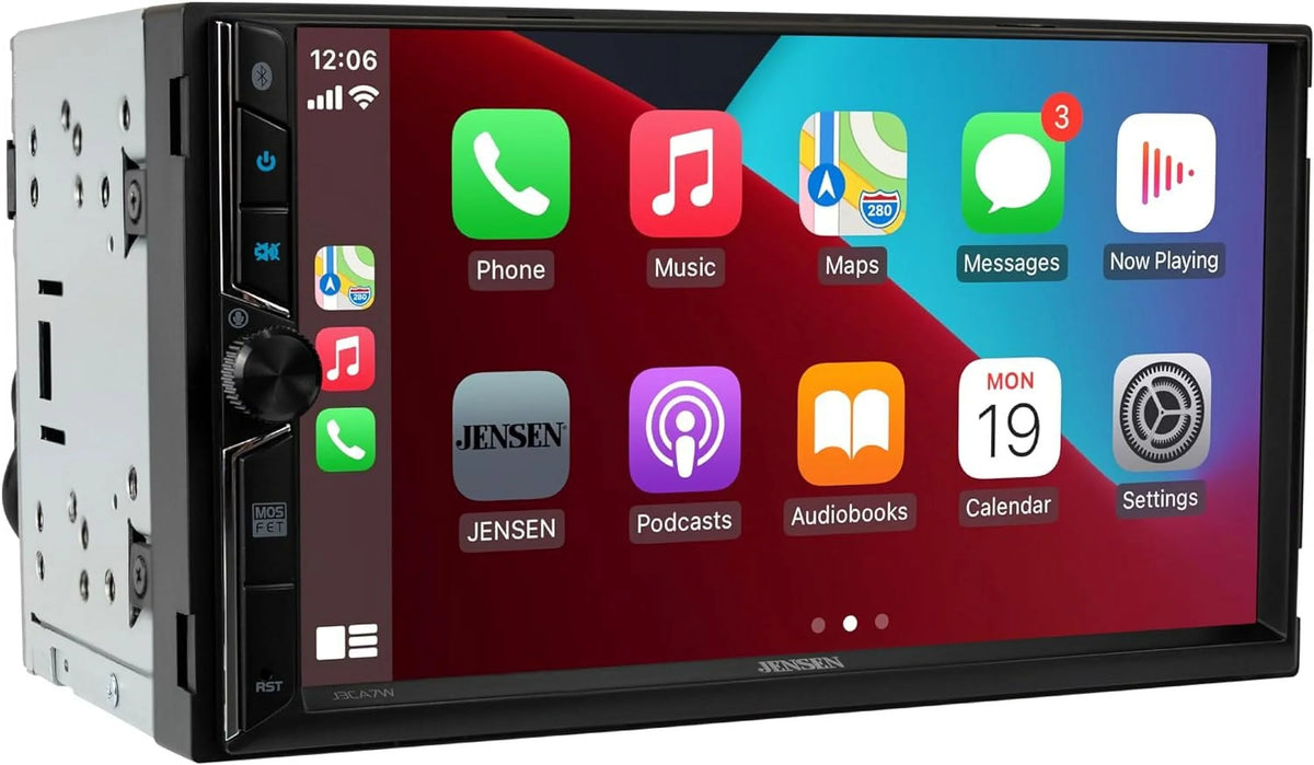 Auto, Wired Car DIN CarPlay Stereo Radio, Apple Certified Double Wireless, Jensen or Android 7-inch J3CA7W New