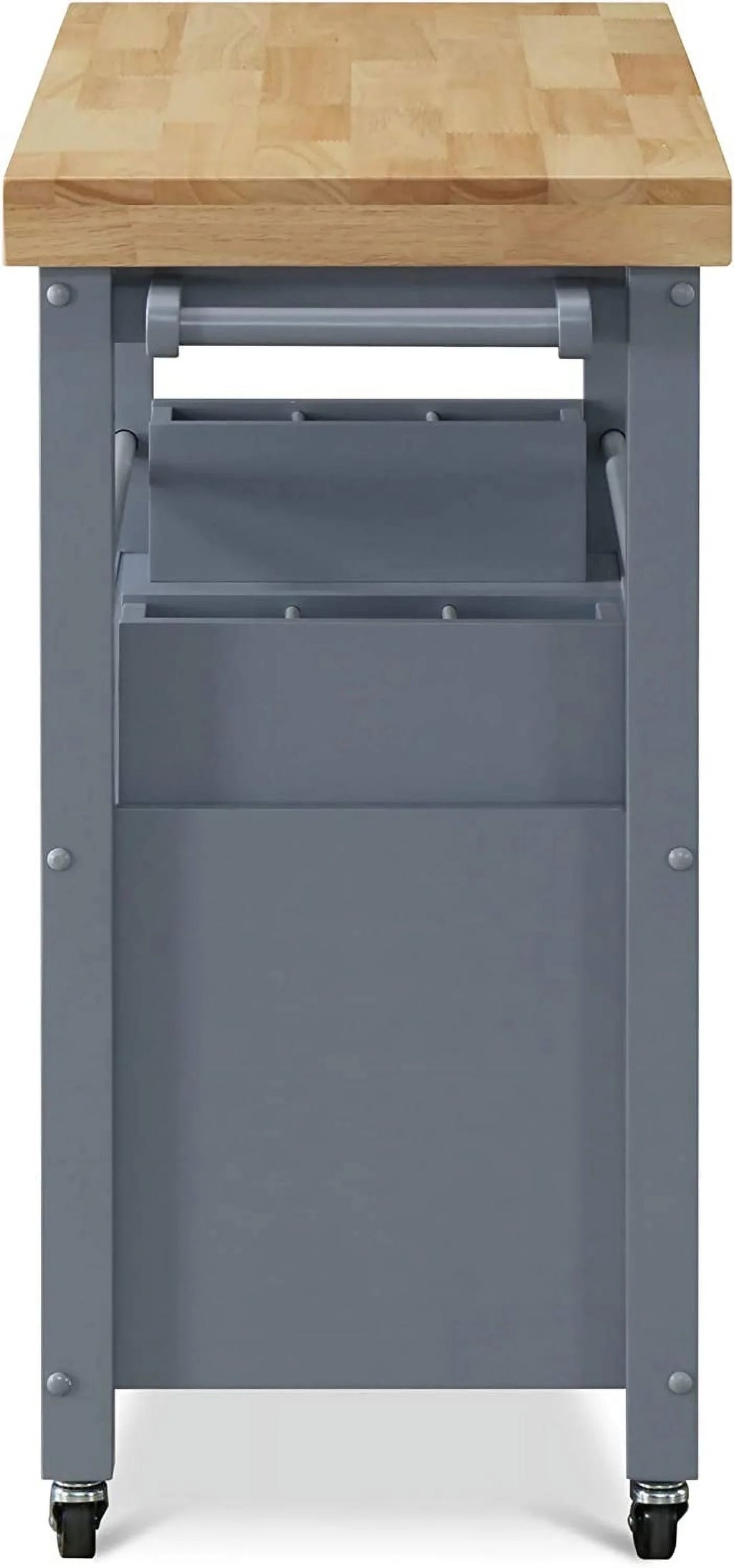 Block Kitchen Cart Apartment Storage, Rolling And With Table, Home Gray , For Wheels Butcher Organization Anson Bar Cabinet Portable Island