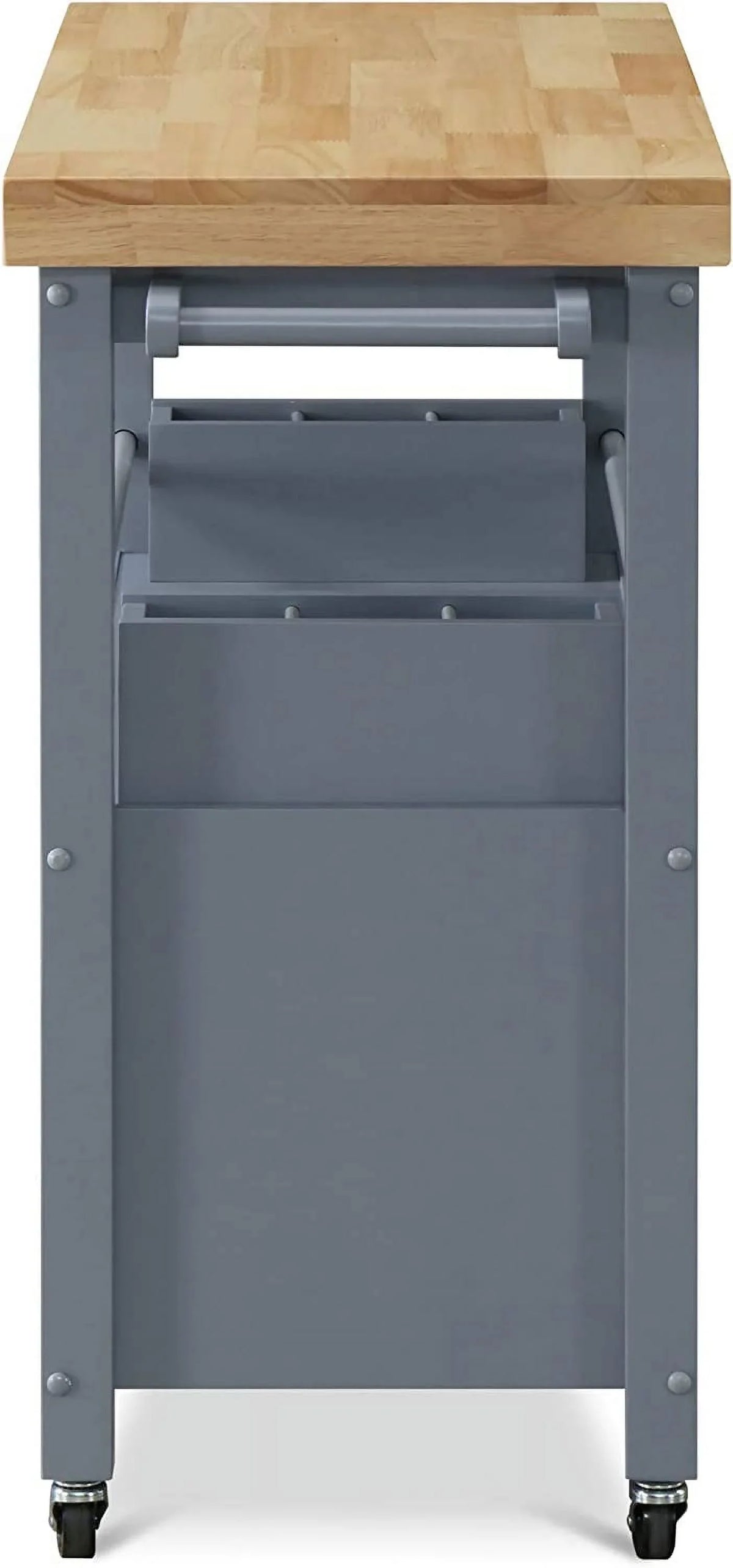 Block Kitchen Cart Apartment Storage, Rolling And With Table, Home Gray , For Wheels Butcher Organization Anson Bar Cabinet Portable Island