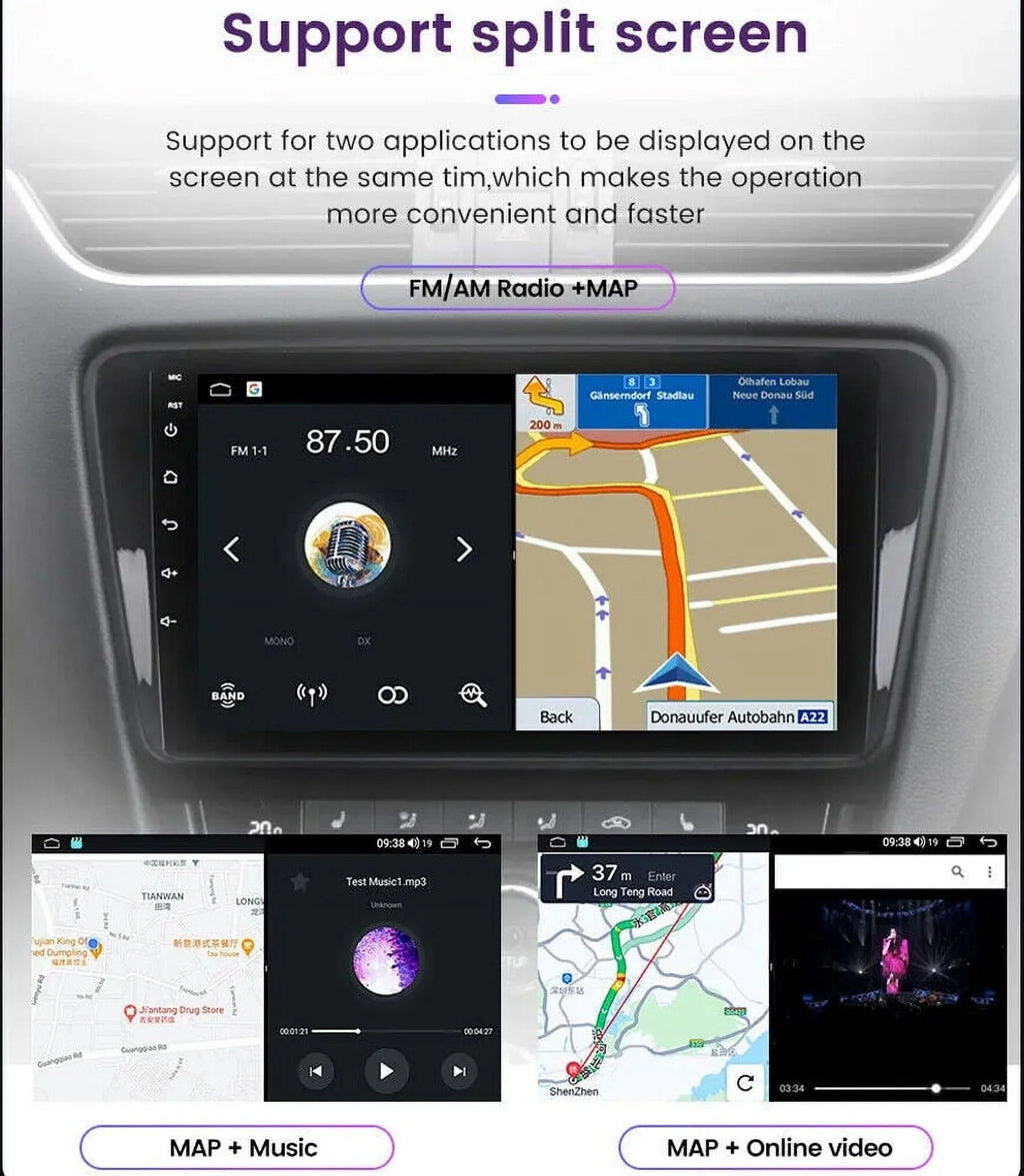 2Din 8Core 10'' Android QLED Nav Weather DSP GPS Radio Stereo Car CarPlay 4+32GB
