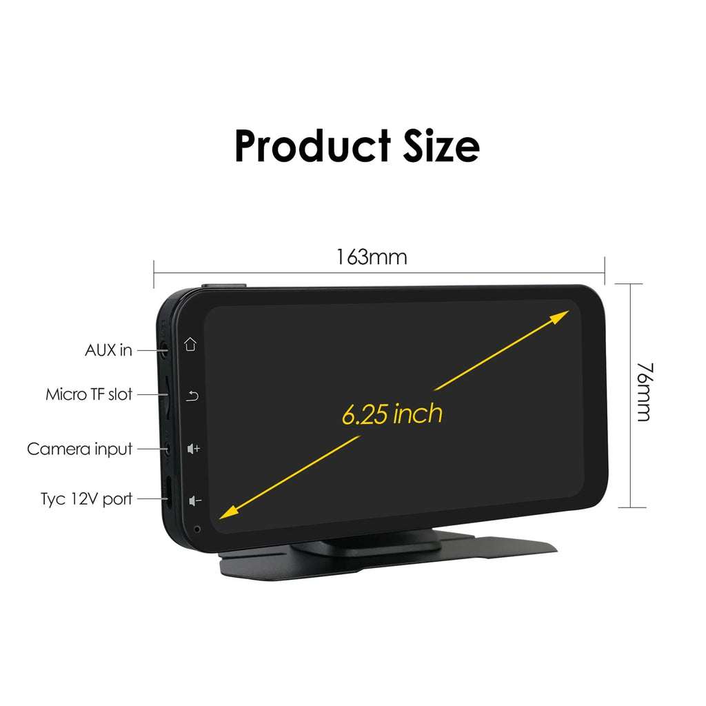 Audio Support Radio Apple 6.25" Wireless Ossuret With Car Stereo Camera Navigation Android Carplay Bluetooth Adjustable Receiver Touchscreen Backup Auto 360° GPS