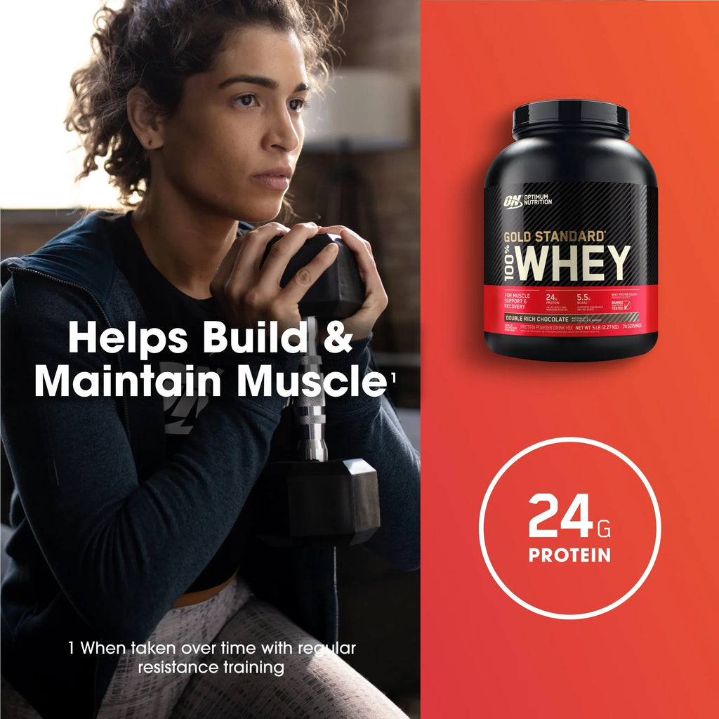 74 Standard Double Rich Powder, 5 Servings Optimum lb, Protein Whey Chocoalte, Gold 100% Nutrition,