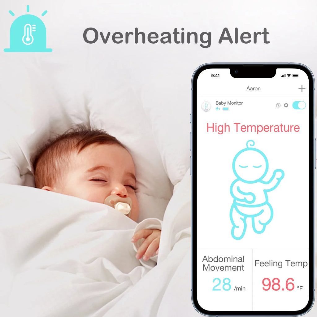 Temperature, Position Monitor on with Baby's Abdominal Sleeping Tracks Movement Smartphones, Pink Baby Alerts Abdominal Movement, Instant Baby for Smart Audio - Rollover Safety Sense-U and