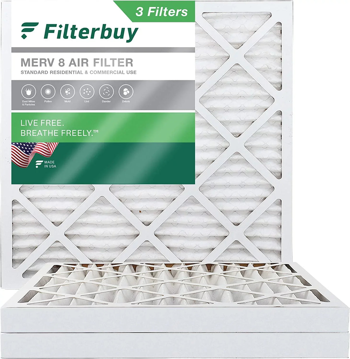 Furnace HVAC 8 Filters 12x12x2 Pleated Filterbuy AC (3-Pack) MERV Air