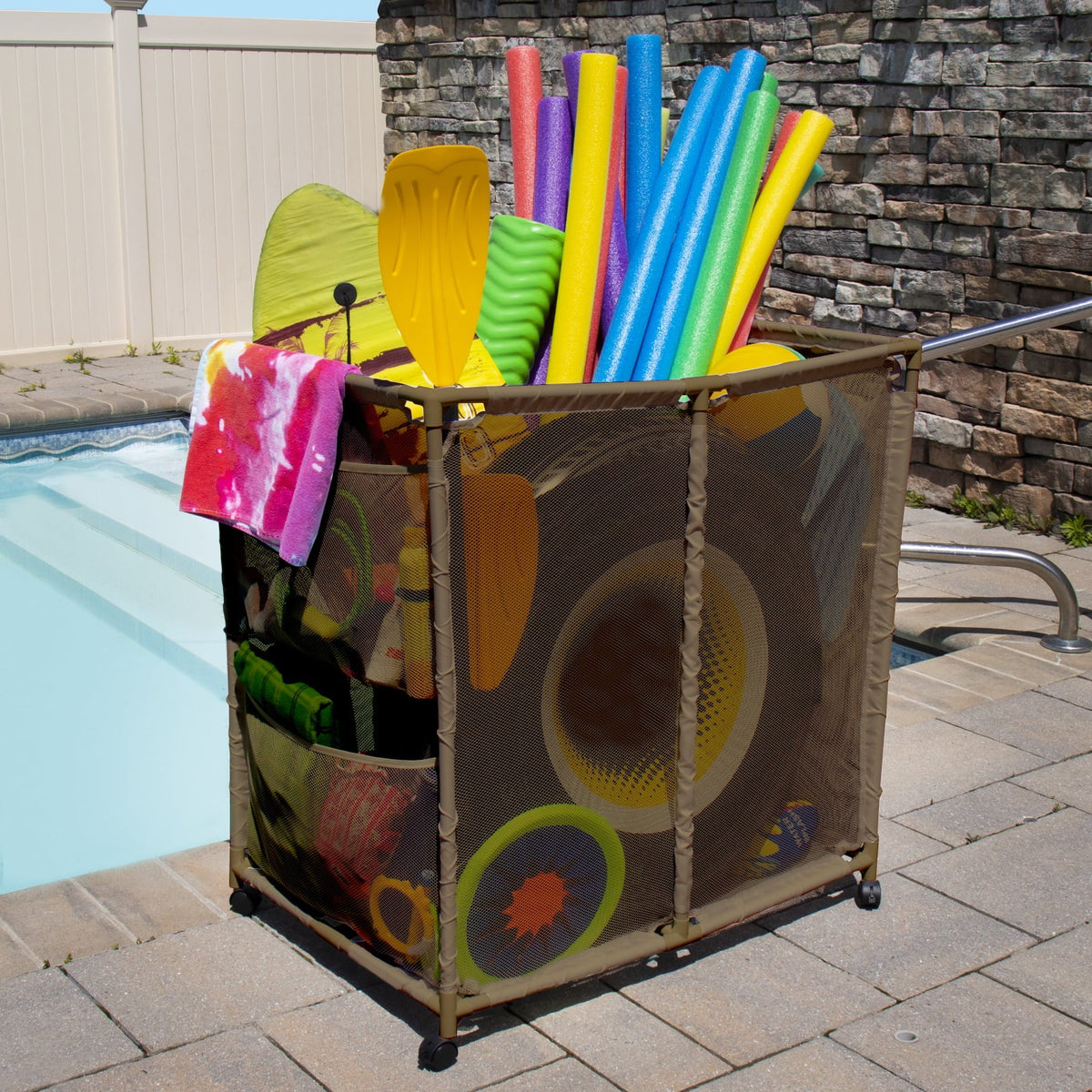 Essentially W Balls, Organizer Mesh x Style Storage 455102 L Bin, x (35" H), Equipment Large, Toys and Yours 25.4" Rolling Floats, Pool 37.5" (Brown),