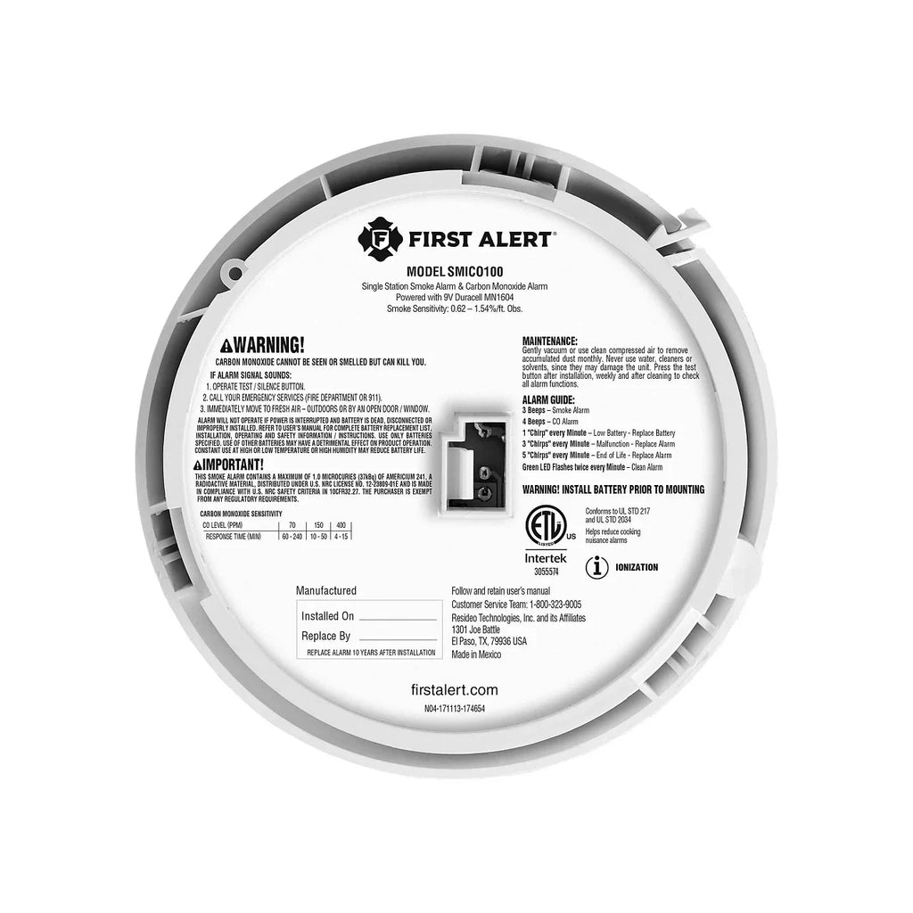 Ionization Carbon Detector BRK Smoke Monoxide Battery-Powered and