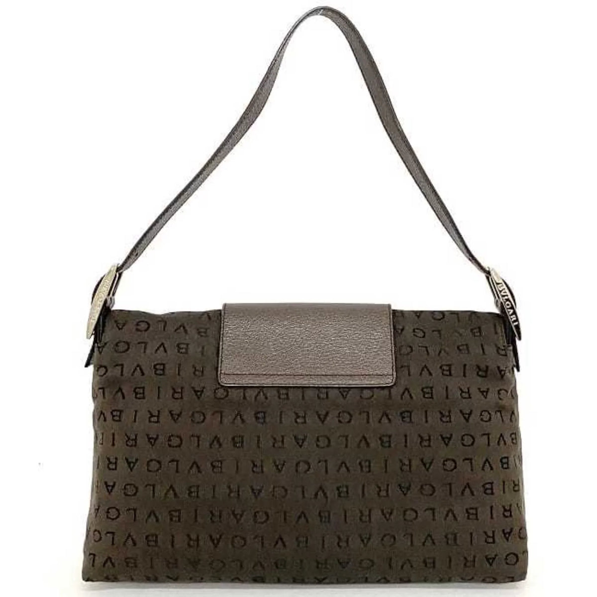 Bvlgari Brown Leather One Mania Pre-Owned BVLGARI Bag Shoulder Handbag Plate Canvas (Good) Flap