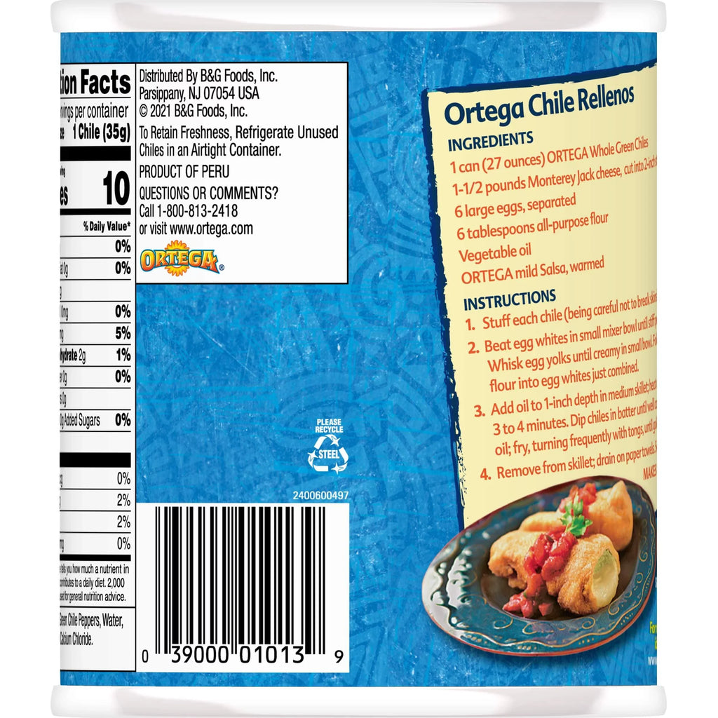 (Pack 12) Mild, Whole Ortega Green Ounce Chiles, Of 27 Peppers,