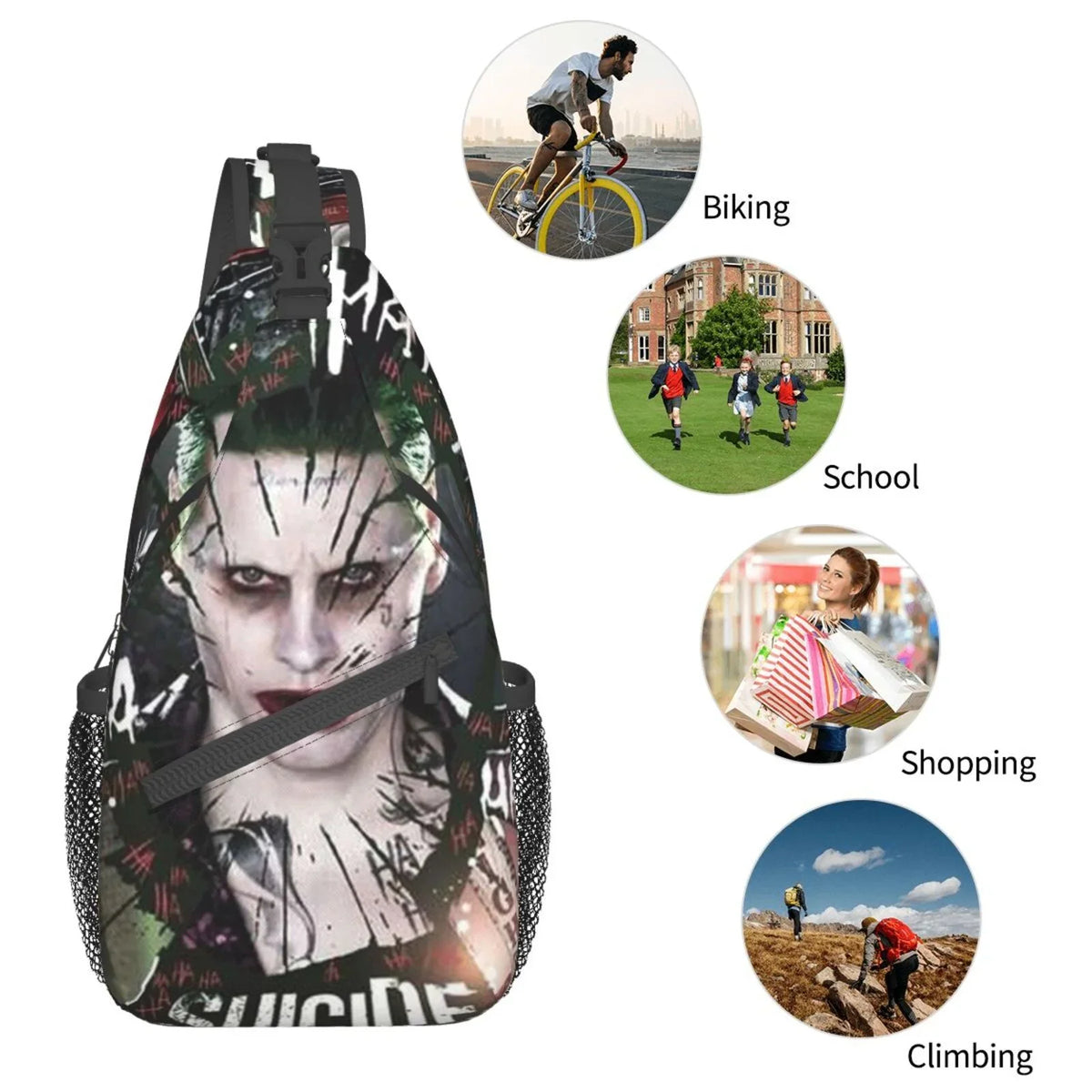 Teen For Diagonally Suicide Chest Women Joker Daypack Squad Men Bag Bags Crossbody Adults Sling Travel Backpack