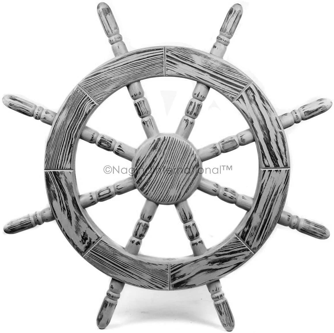 Ship Maritime Junky Nautical Wall Handcrafted Rustic Decor Wheel Pine International (24 Beautiful Black) Wall | Decor Antique Inches, Exclusive Nagina