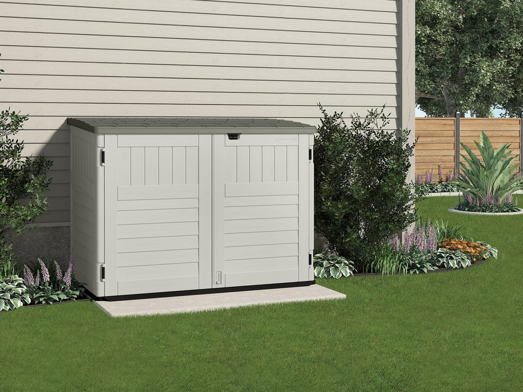 in H in and Shed, Storage Plastic W Gray, Suncast 70.5 44.25 Off-White in D 52 x x