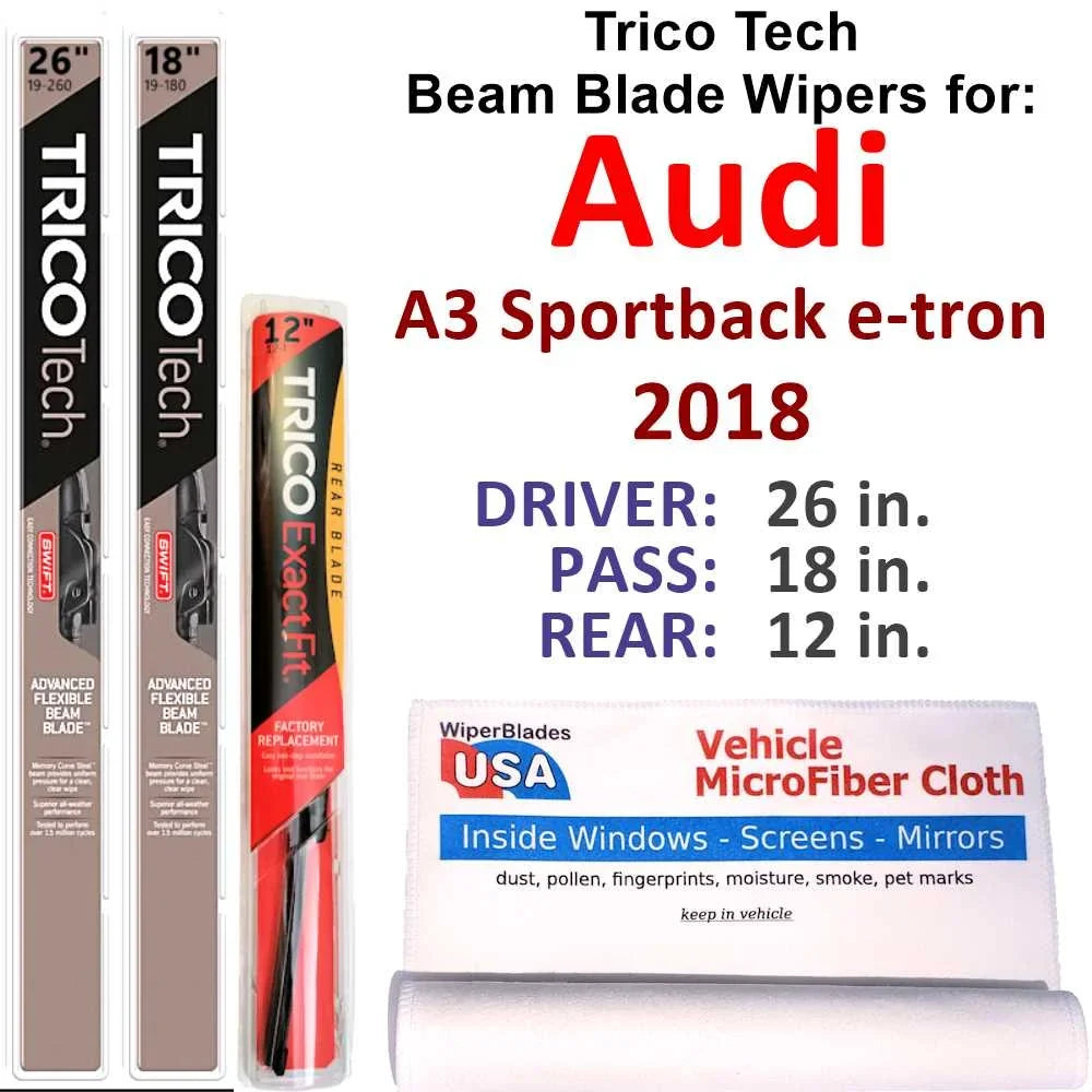 Beam A3 Sportback (Set 3) 2018 Audi Blade e-tron Wiper Wipers of w/Rear