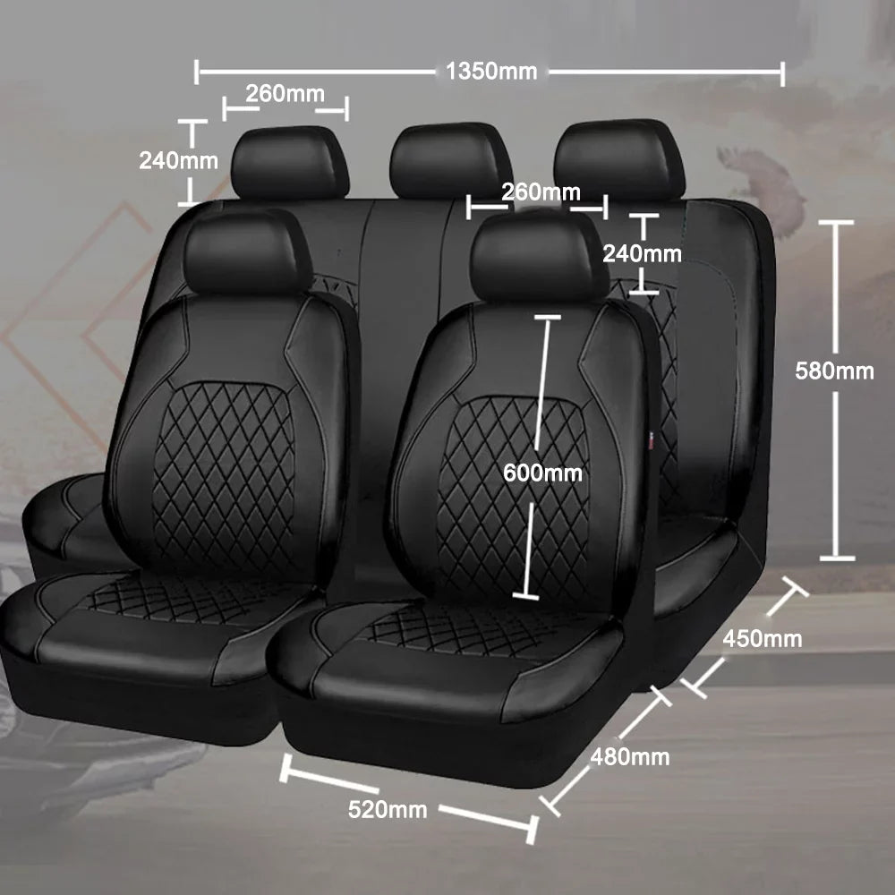 Seat Set Interior Cover, Accessories 9 Auto PU for Seats SUV Trucks Full Van Auto Leather Pcs Cover Universal Car Seat Andoe 5