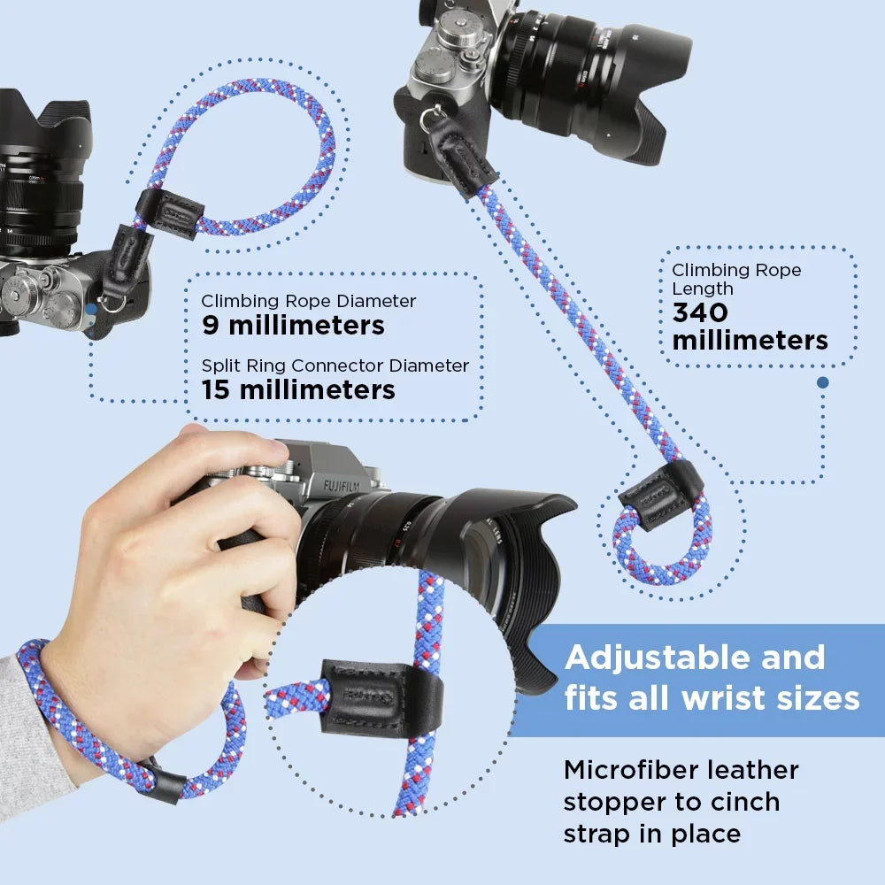 II,RX10,RX10 Made R Release Rope Quick III,RX10 A6500 Camera Wrist (34cm,Red/Blue/WT) US Climbing Foto&Tech in A6400 R,RX1 II,RX10 A6100 A6600 with IV Sony A6000 Compatible A5100 A5000,RX1 A6300 Strap