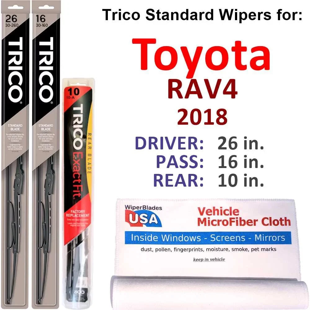 w/Rear Wiper (Set RAV4 3) Wiper Blades Toyota 2018 of