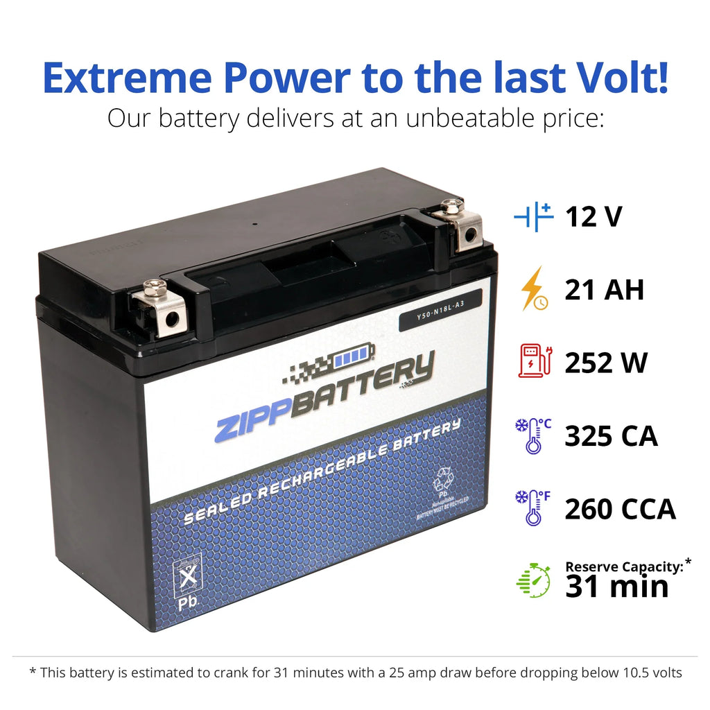 1991 R80st Zipp (50-N18L-A3 Ah, Volt,20 Battery for Bmw Battery 260 12 CCA) Motorcycle 800cc R80gs Y50-N18L-A3