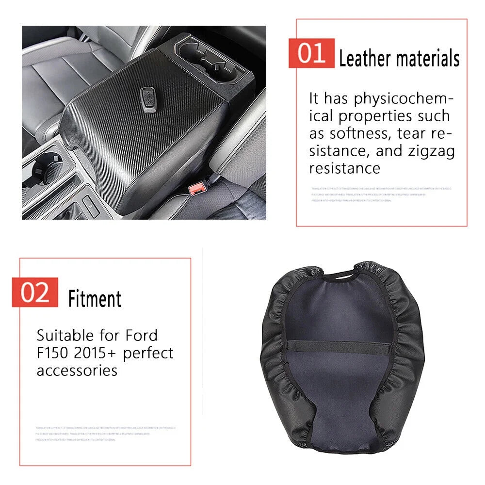 Carbon Protector Armrest Center Console Cover Pad Leather F150 Teledu