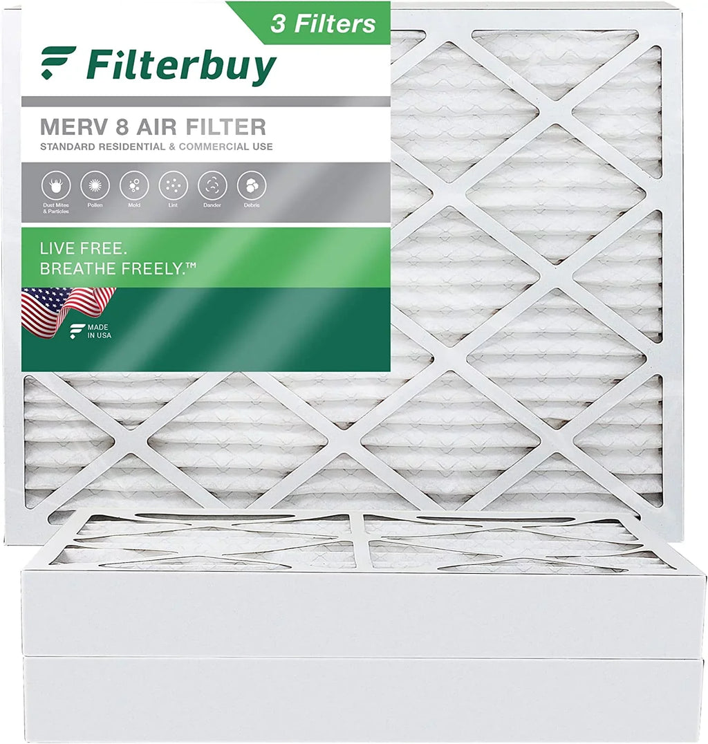 AC Pleated 20x25x4 Filterbuy Air MERV Filters HVAC (3-Pack) Furnace 8