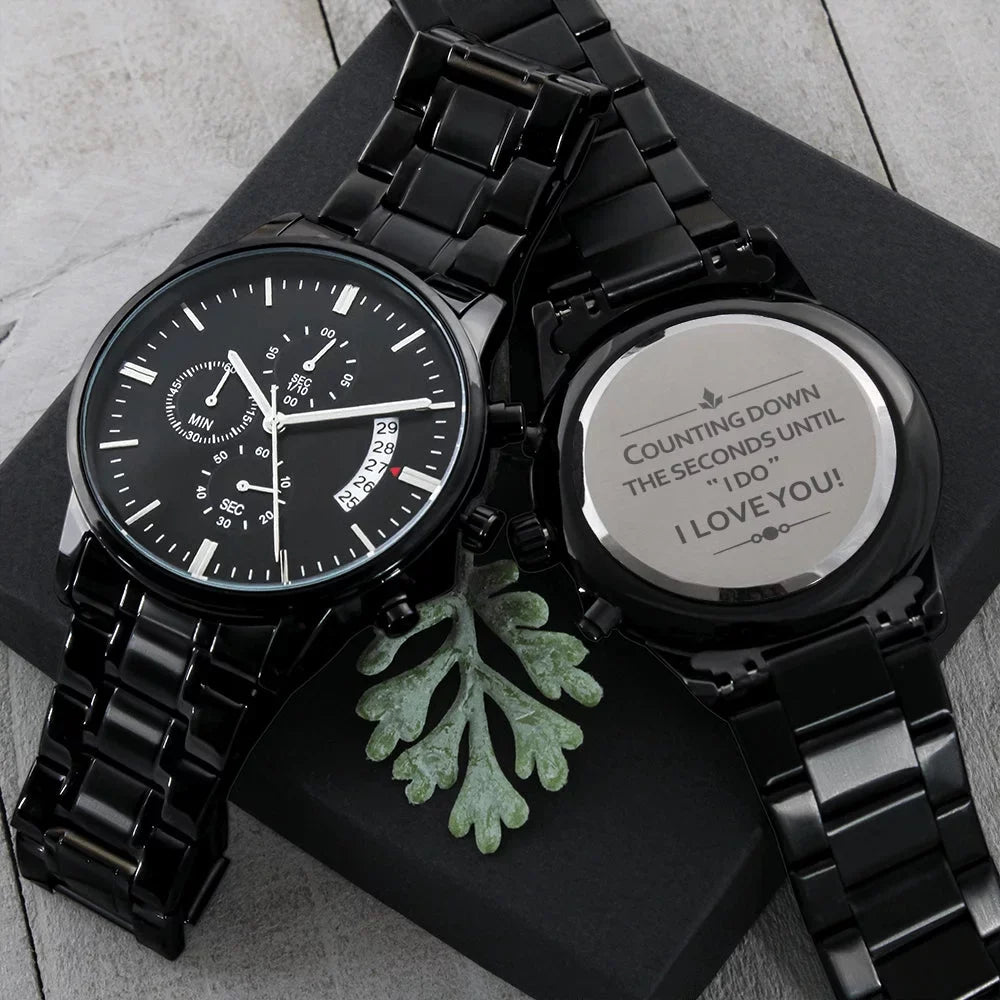 Gift Customized Fiance Chronograph Black Getting To - My For Watch Future - Married, Stunning Husband