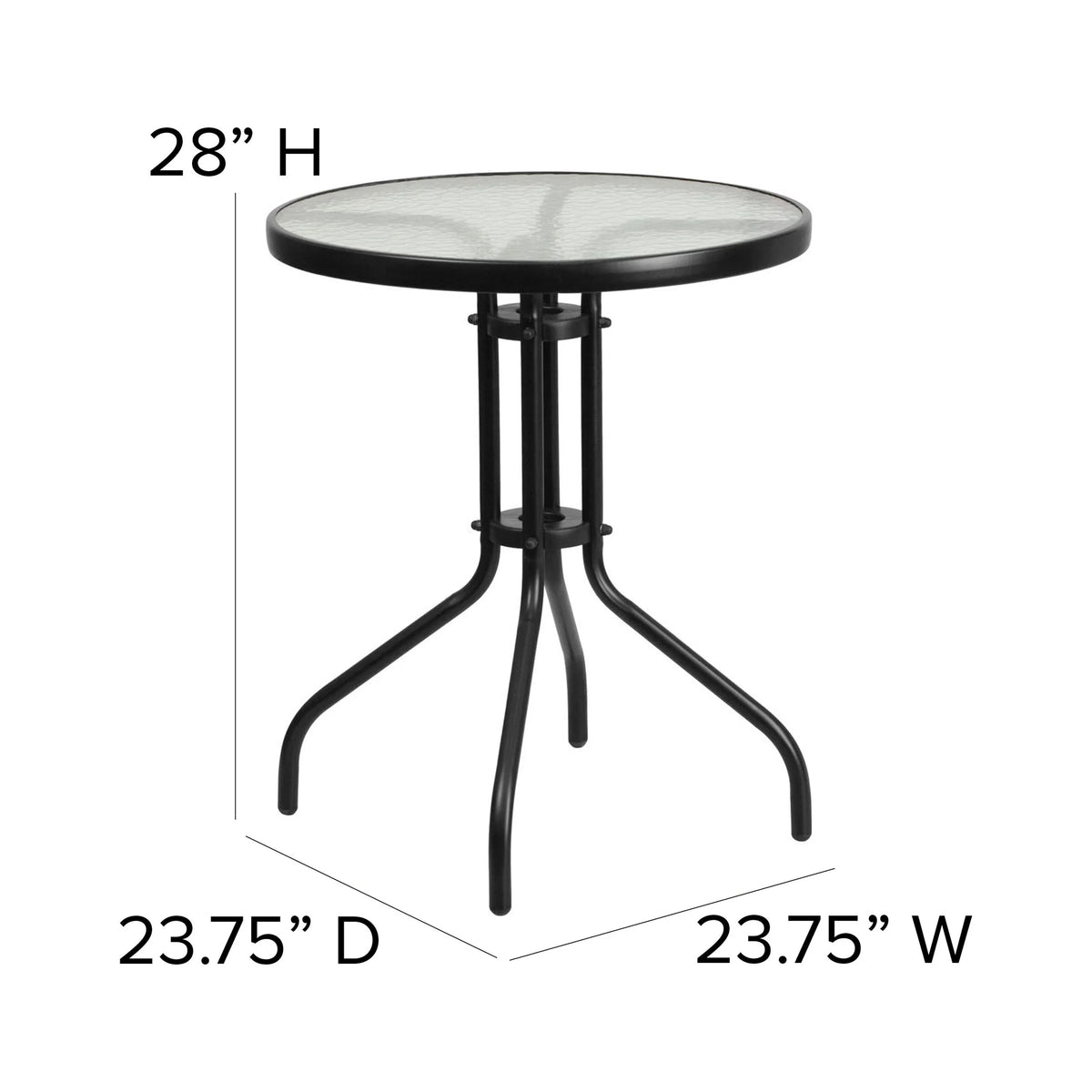 Metal 23.75"W 23.75"D x Table 28"H 23.75"D x Chairs Round 23.75"W with Rattan x Glass Flash 23.75" Furniture - Stack - 28"H x 2