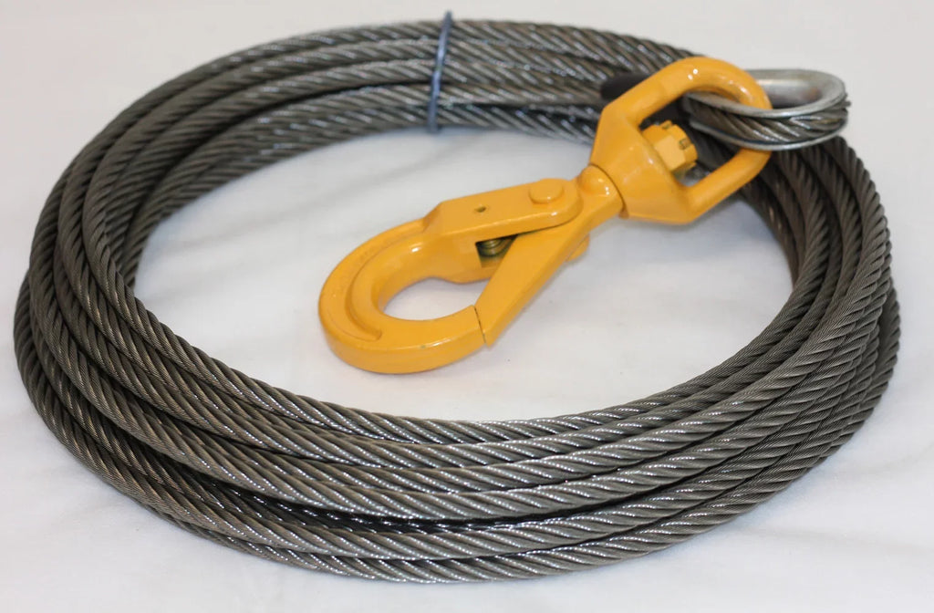 Tow Self 75' lbs Steel Wrecker Rope 15,087 Products x Truck Rollback Ultimate Strength Core Cable Breaking Locking, Winch Mytee 3/8"
