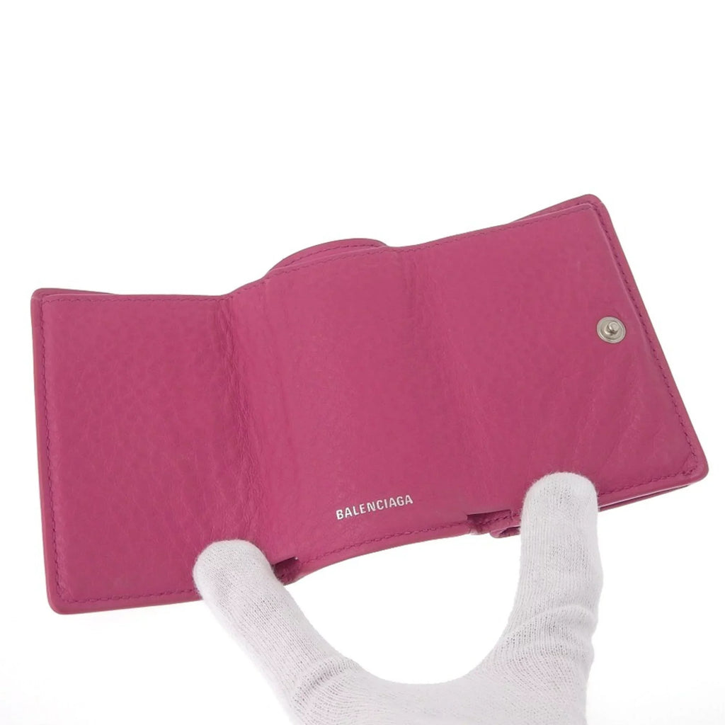 wallet (Good) Pre-Owned with 391446 BALENCIAGA pink paper tri-fold mini hook leather Balenciaga