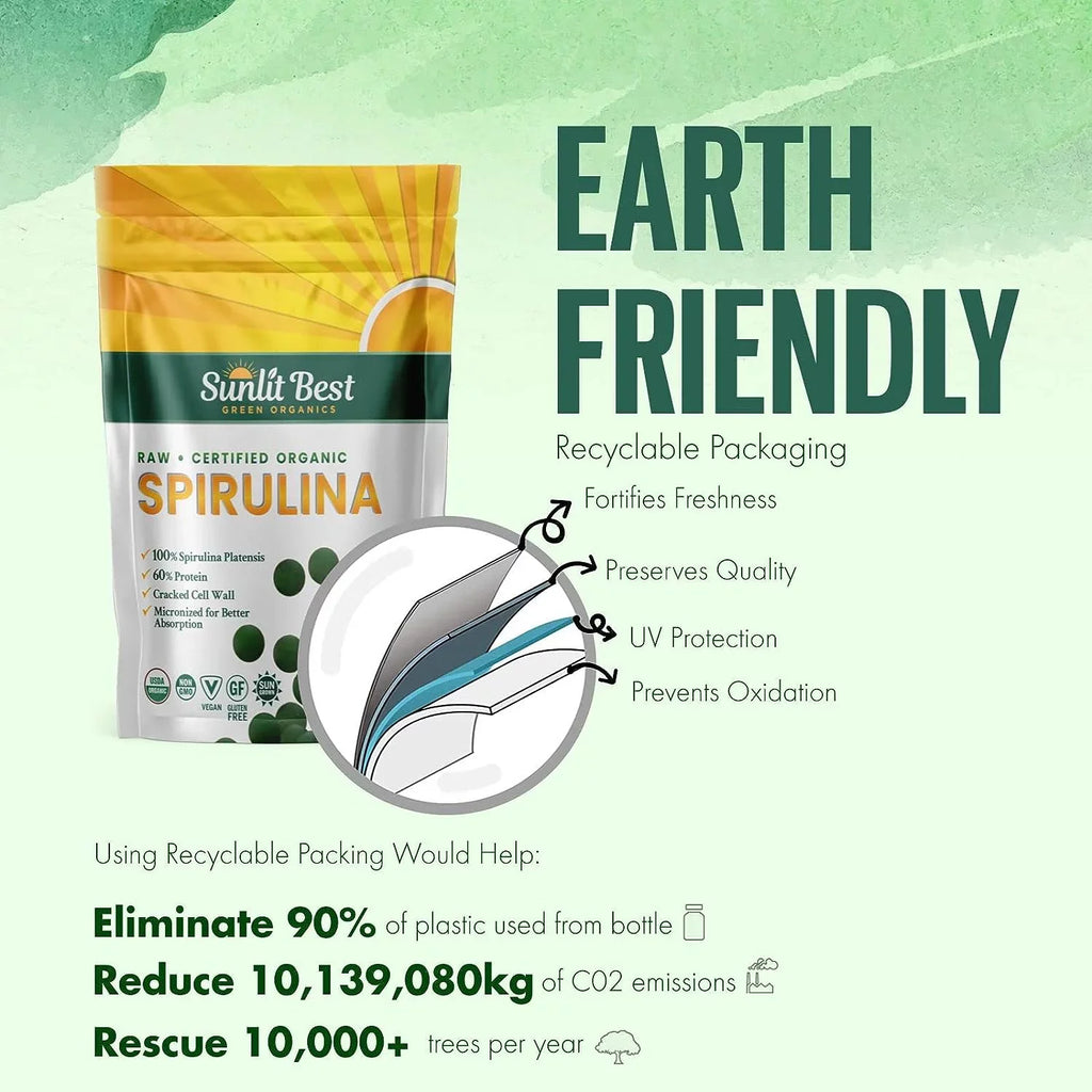 Non Gut 1000 USDA Tablet Drink Health Tablets Organic Supplements Chlorophyll, for Superfood Vegan & Sunlit Natural with Greens Best & Support, - Energy Tab - Protein GMO, Spirulina High Super Immune