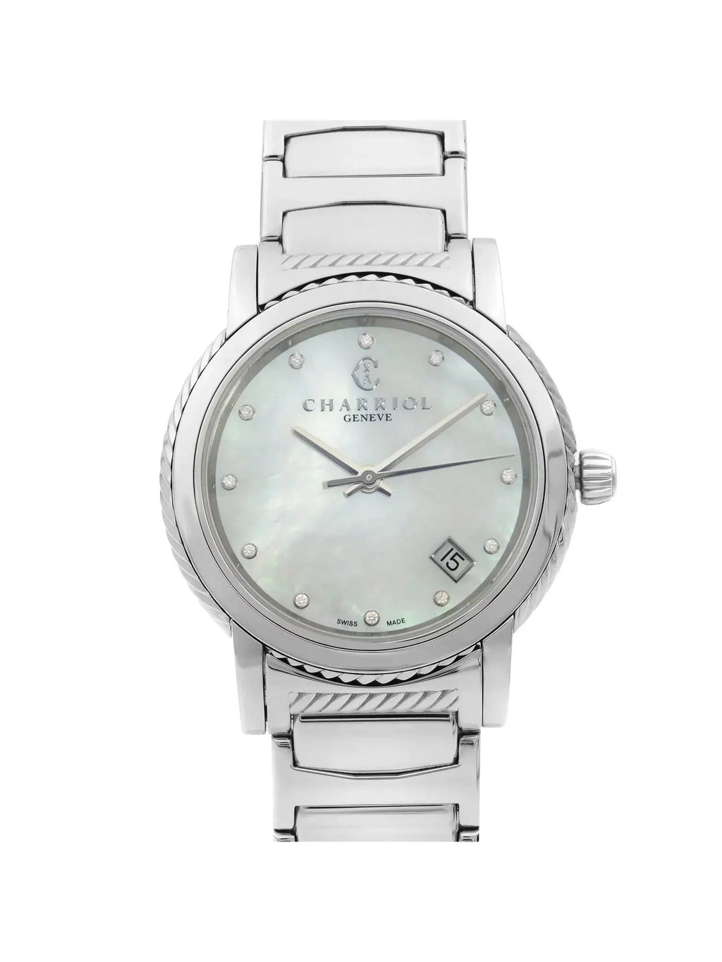 Parisii MOP Dial Ladies Quartz P33S2.920.001 Watch Diamond Charriol Steel White