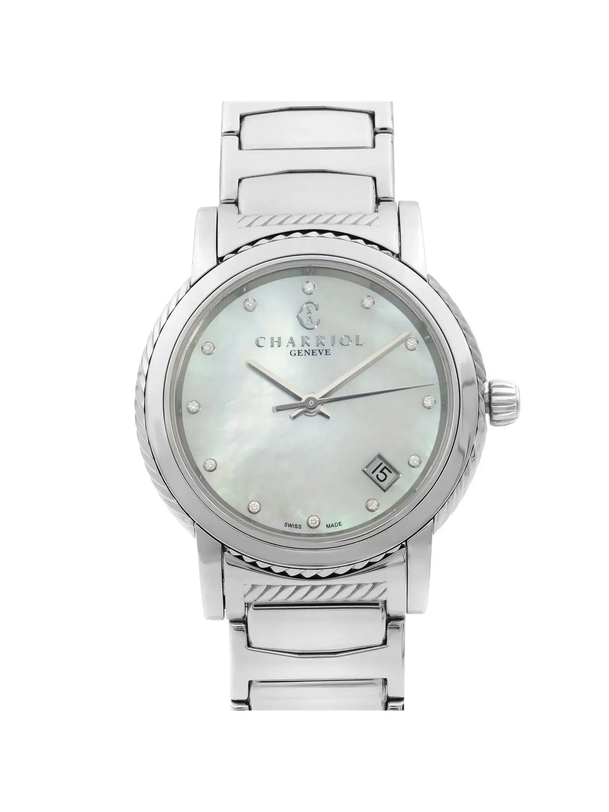 Parisii MOP Dial Ladies Quartz P33S2.920.001 Watch Diamond Charriol Steel White