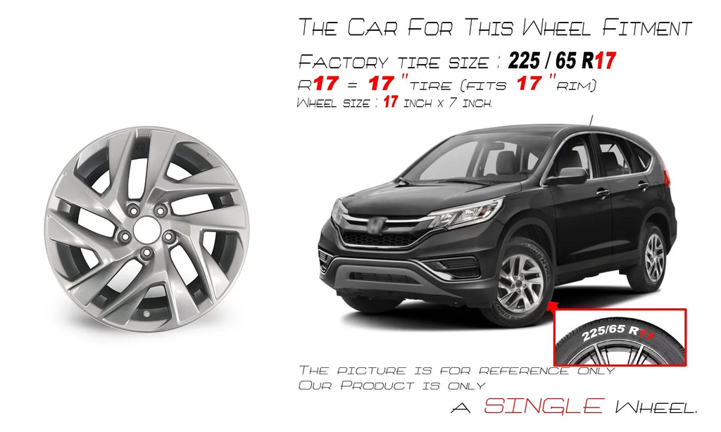 for Velospinner 17" Twisted Honda OEM Automotive Quality Wheel New Single CR-V 7" x 2016 Rim Alloy spoke Brand 64069A Replacement Silver 2015,