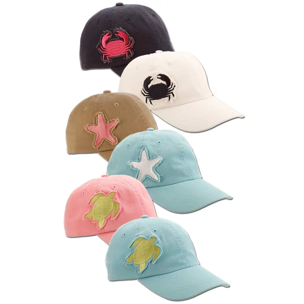 Brim Creatures Packable, - 3" Bill, Sea Women's Baseball Starfish) Jack Twill, (Khaki Cap Patch Panama Cotton Lightweight Frayed