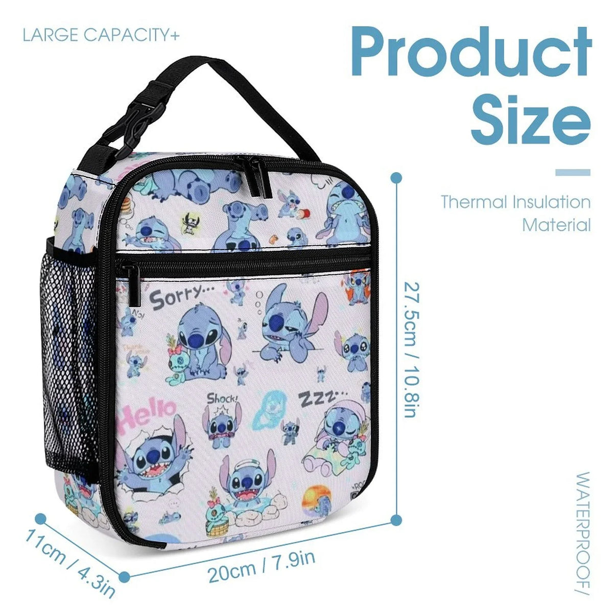 Lunch Bag Bag Boys Bento Cooler Stitch Lilo For Tote Handbag Adult School Insulated Office Thermal Kids Girls Portable
