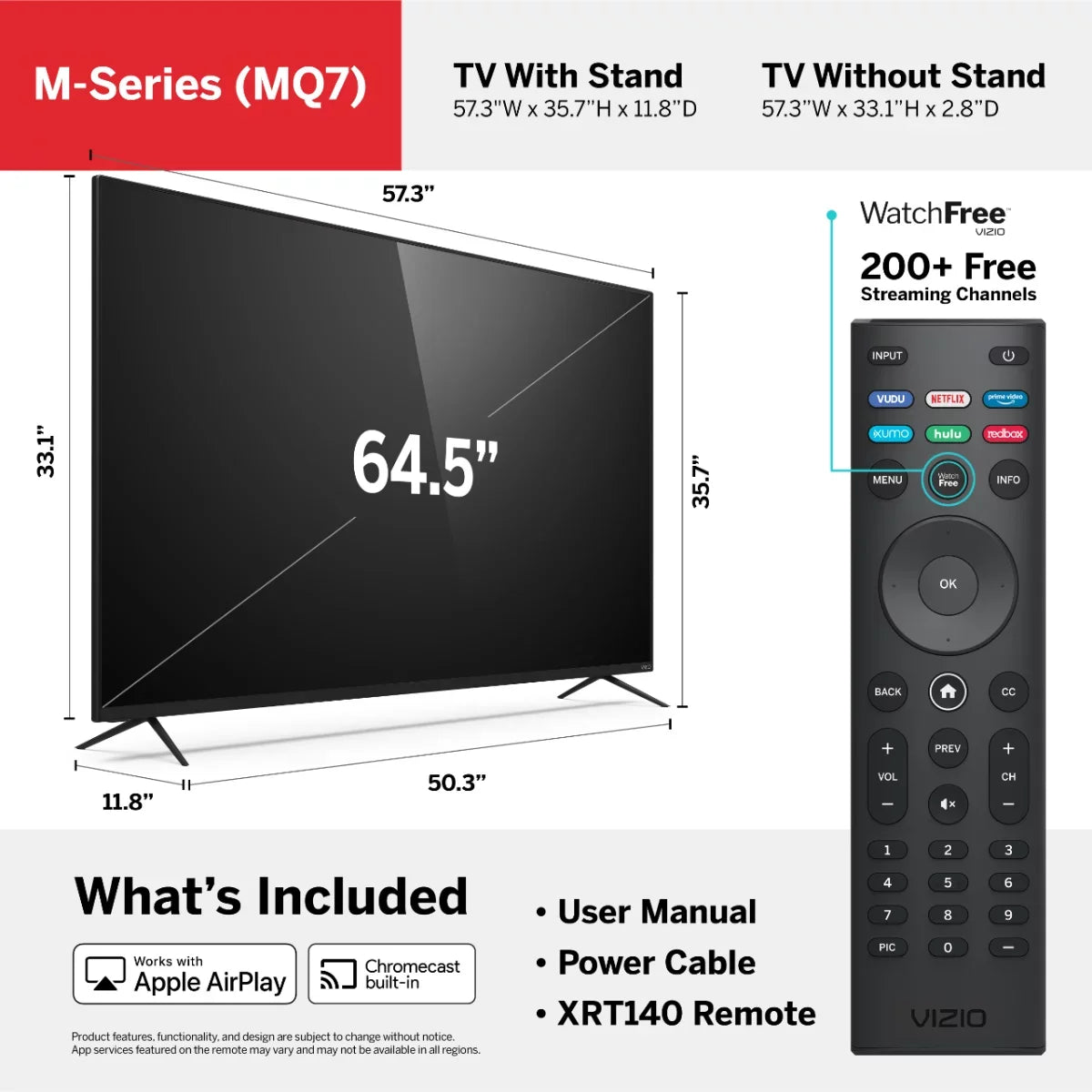 Smartcast VIZIO 4K M-Series HDR Quantum TV UHD M65Q7-H1 Class 65" Smart