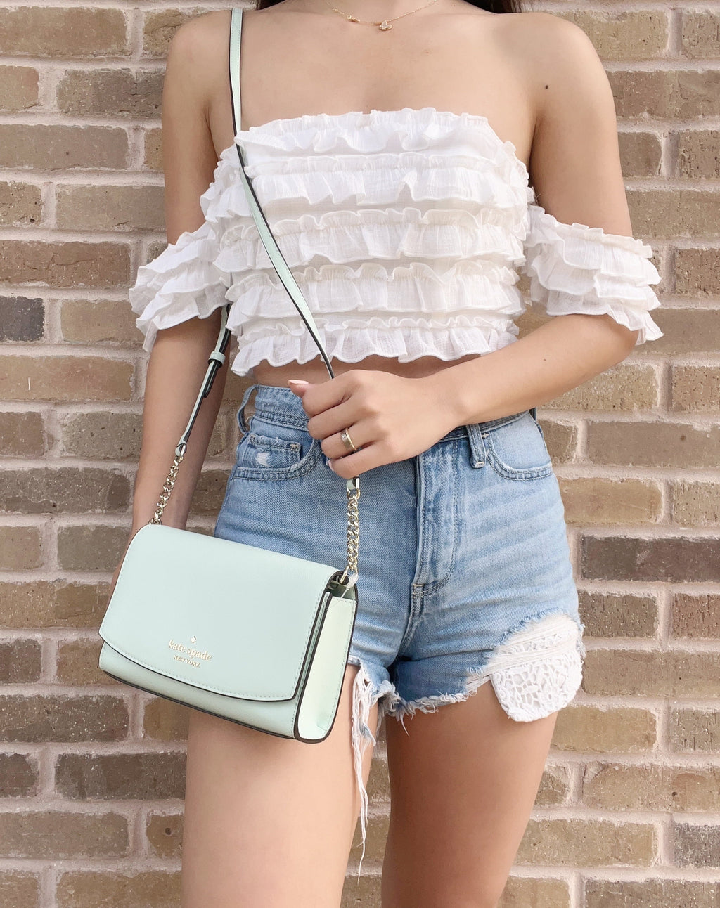 Crystal Spade Blue Kate Staci Crossbody New York Flap Small