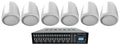 Amplifier+(6) 4-Zone White Source Speakers Commercial Matrix Pendant Multi JBL