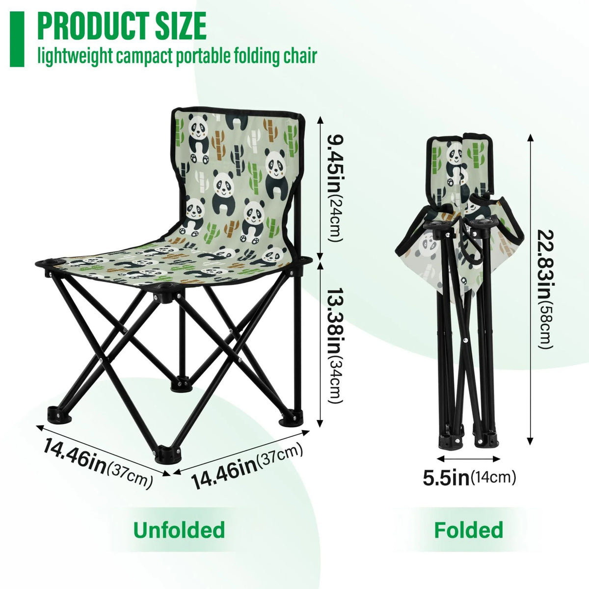 with Chair Chair Folding Chair Cartoon Carry Pandas to 220LBS Camping and Lawn Beach Bamboos Support Bag Fishing Portable Chair Outdoor