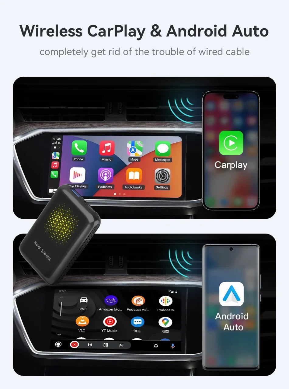Box Multimedia Box Factory Carplay Support Netflix Carplay 2+16G YouTube SIM/TF 4G Wireless Card,for Android 11, HDMI Cars with Carplay Magic Auto Core, Box Video Output，8 Android Wired Biniz with AI