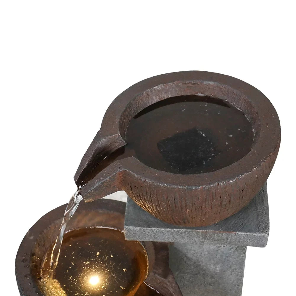 for Light Garden, Fountain Modern Outdoor Backyard LED Willwolf Fountains - Outdoor Patio, Porch, Decor 32.8''H and Deck, Art Garden 4-Tier Home with