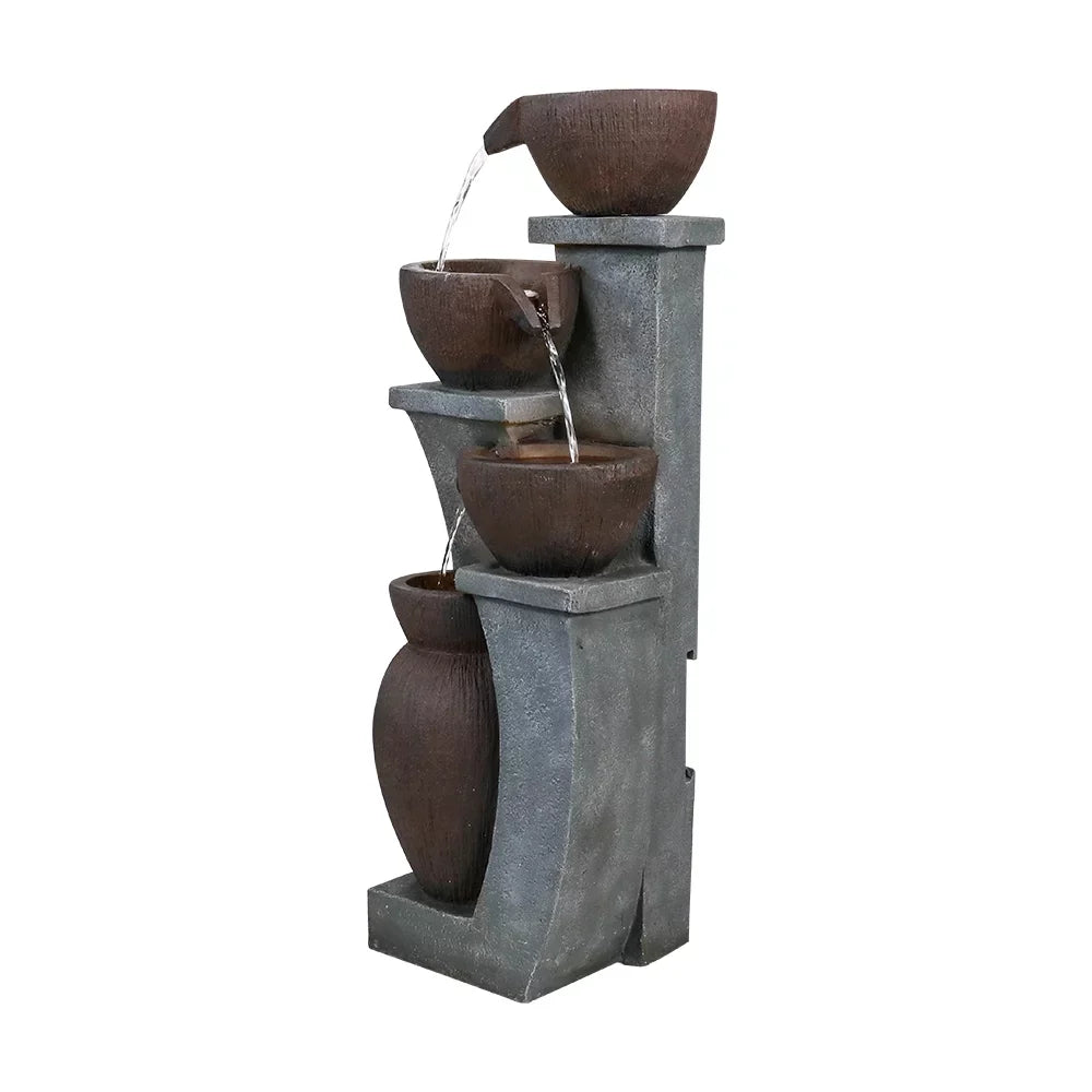 for Light Garden, Fountain Modern Outdoor Backyard LED Willwolf Fountains - Outdoor Patio, Porch, Decor 32.8''H and Deck, Art Garden 4-Tier Home with