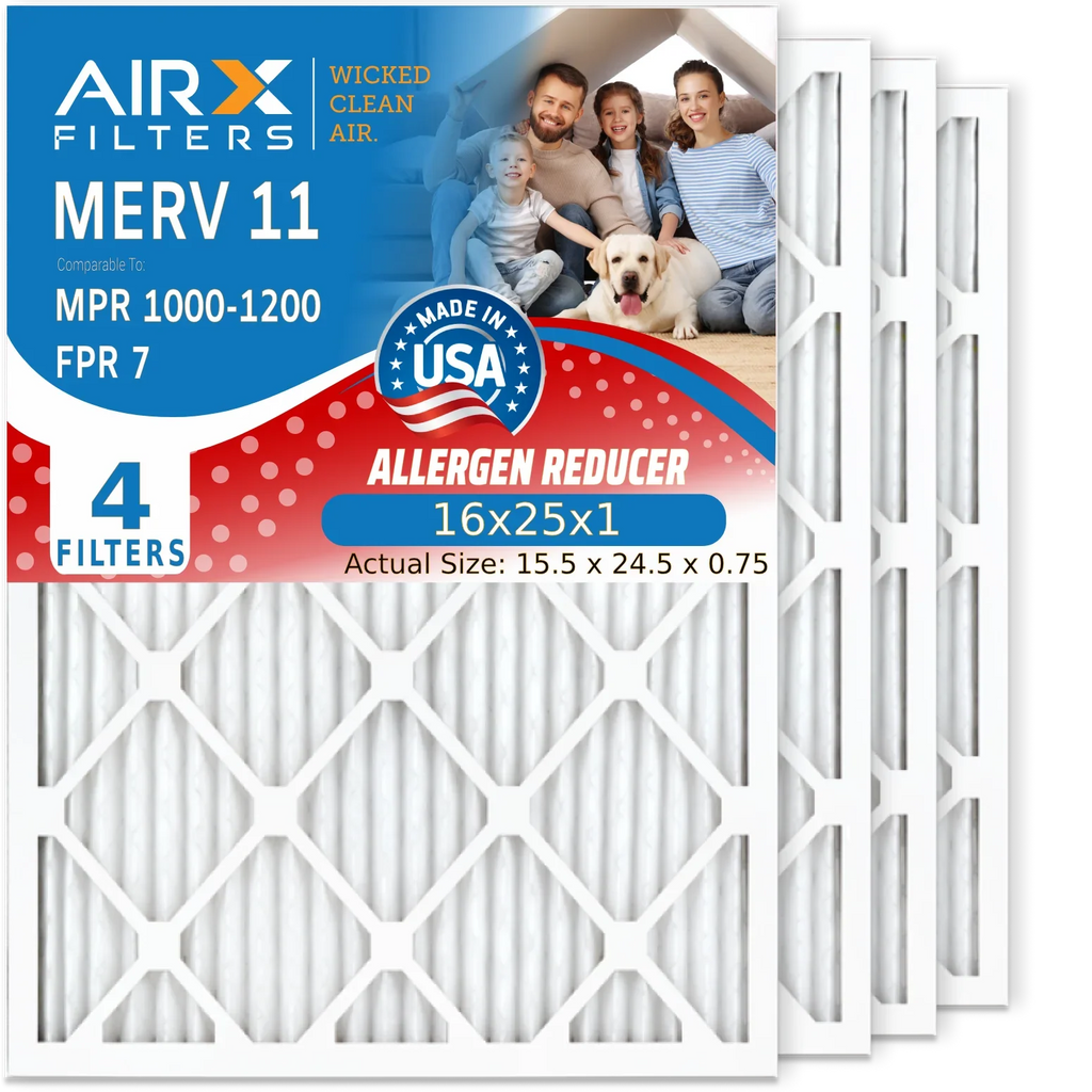 Premium FILTERS Pack WICKED to by CLEAN Comparable MPR Filters 16x25x1 MPR 16x25x1 FPR Made AIR. 11 4 Air & Pleated Air 1000, Electrostatic Furnace 1200 Filter Filter USA AIRX Conditioner 7 MERV HVAC