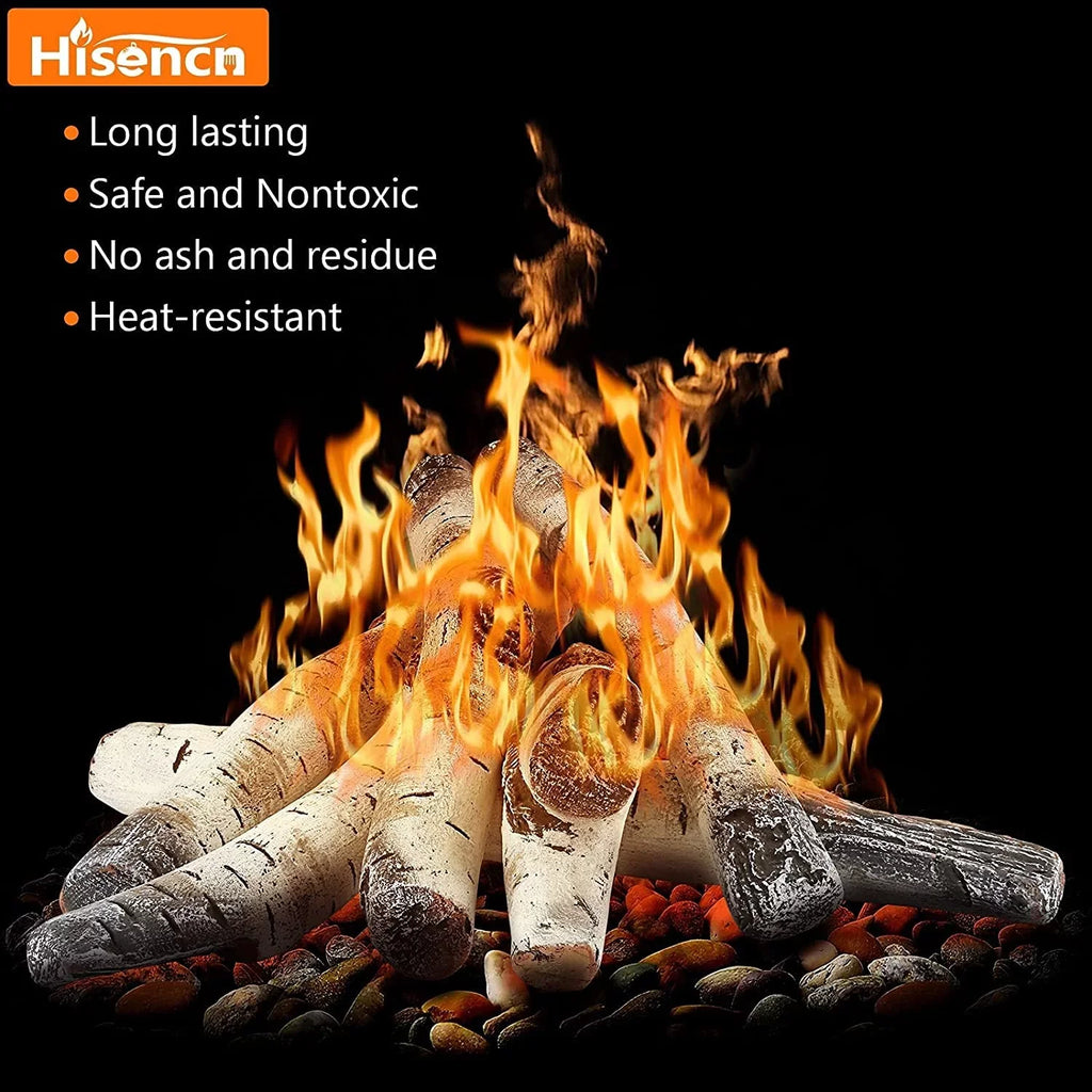 Logs, Birch Indoor Fireplace, Gel, Logs Fireplaces, Decor Ethanol, Inserts, Gas Ceramic Fireplace White Electric Gas Gas Outdoor 6 or for Hisencn Propane, Indoor Gas Pcs Vented, Fireplace